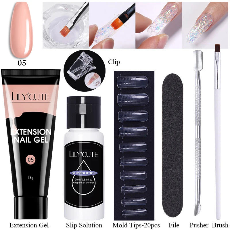 15ml Nail Extension Gel Kit – Soak Off UV Acrylic Gel in White, Clear & Pink for Home or Salon Nail Art