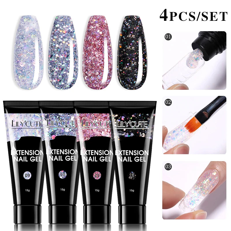 15ml Nail Extension Gel Kit – Soak Off UV Acrylic Gel in White, Clear & Pink for Home or Salon Nail Art