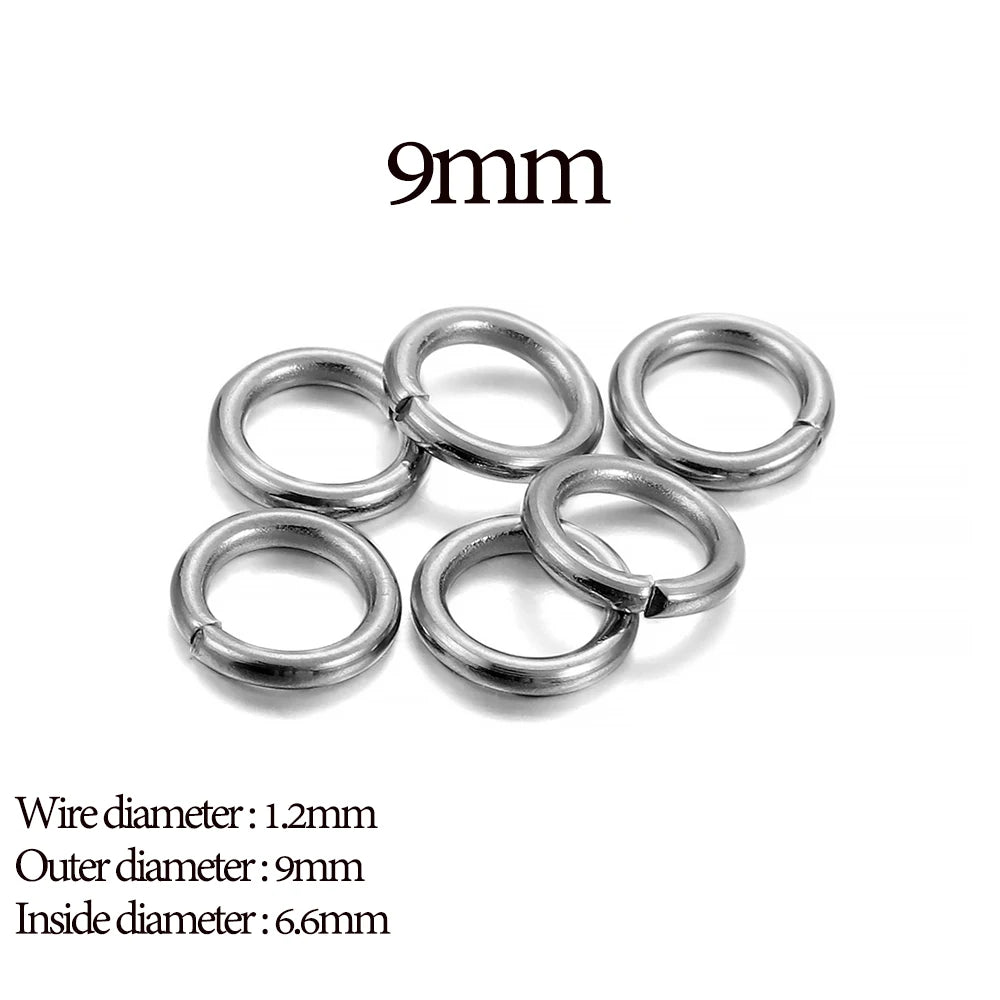 30–200pcs Stainless Steel Split Jump Rings – 3–25mm Open Loop Connectors for DIY Jewelry Making Accessories