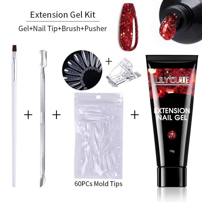 15ml Nail Extension Gel Kit – Soak Off UV Acrylic Gel in White, Clear & Pink for Home or Salon Nail Art