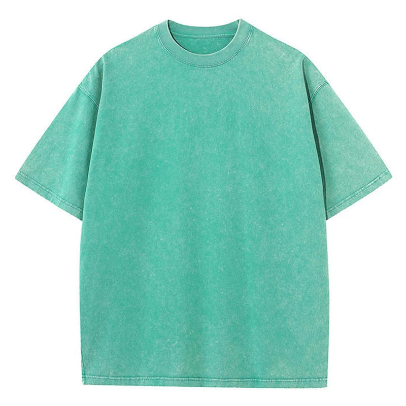 Washed Oversized Cotton T-Shirt – Vintage Y2K Short Sleeve Tee for Men and Women