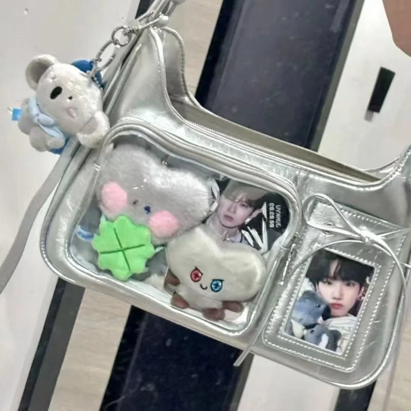 Y2K Transparent Ita Shoulder Bag – Harajuku Korean Crossbody School Bag for Women