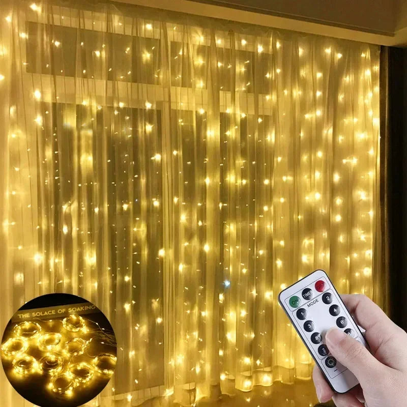 USB Curtain Fairy Lights with Remote – 8 Modes LED Window Garland, 3x3M to 6x3M Sizes, Warm/Cold/Multicolor for Holiday & Home Decor