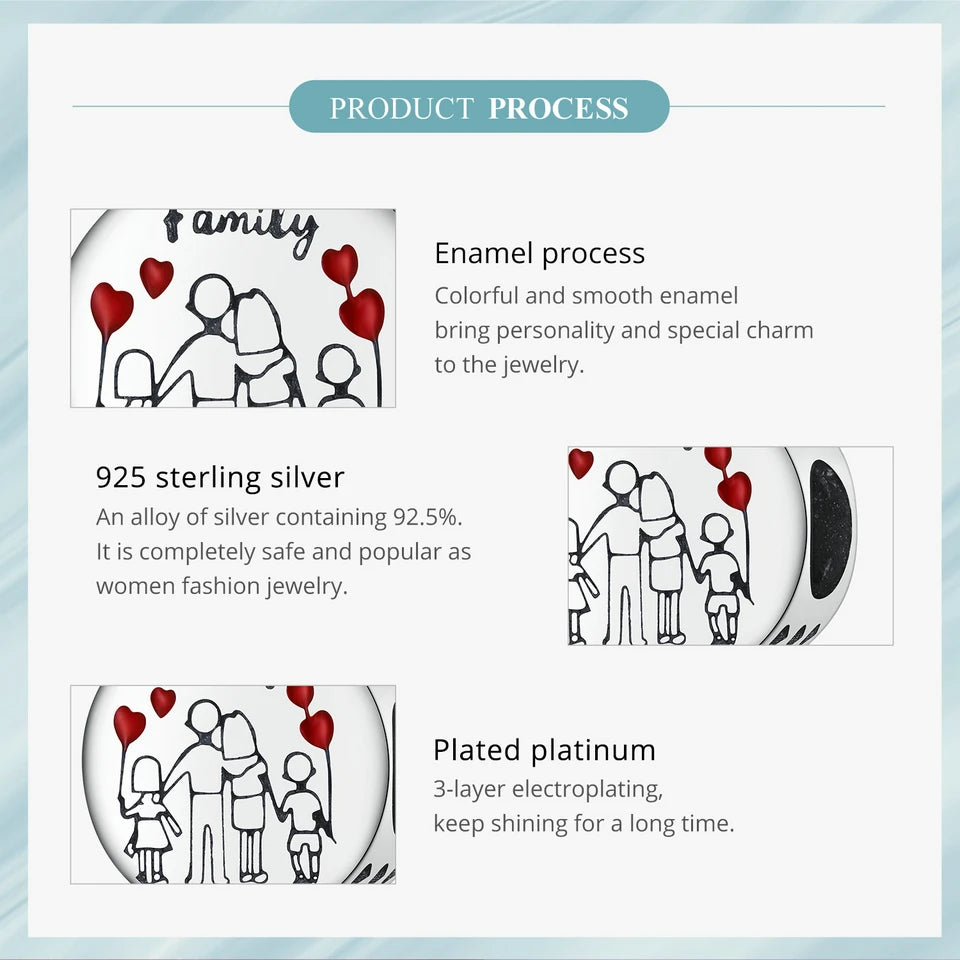 925 Sterling Silver Mother and Child Embrace Charm – Family Pendant for DIY Bracelets