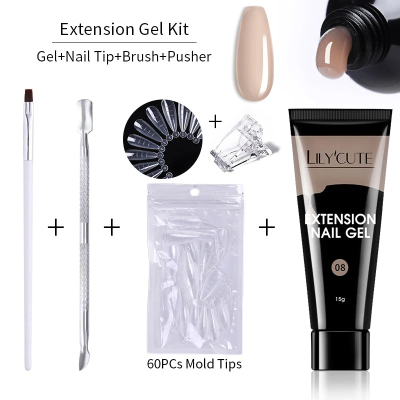 15ml Nail Extension Gel Kit – Soak Off UV Acrylic Gel in White, Clear & Pink for Home or Salon Nail Art