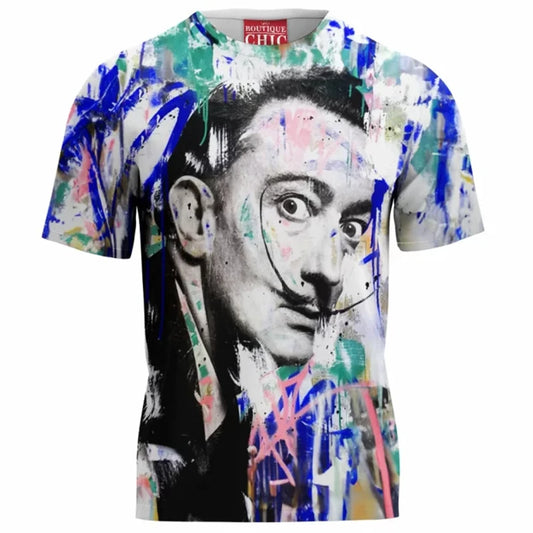 3D Printed Salvador Dali Graphic T-Shirt – Funny Unisex Short Sleeve Casual Streetwear Tee for Men and Women