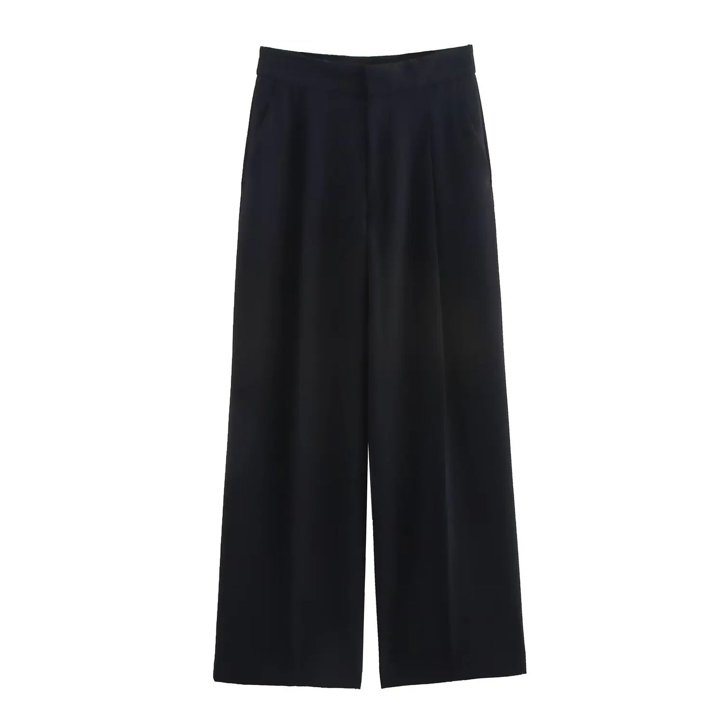 Women's Asymmetrical V-Neck Suit Waistcoat & High-Waisted Trousers – Elegant 2-Piece Office Lady Set