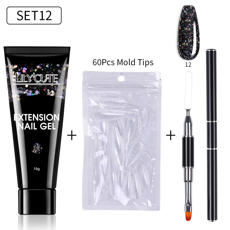 15ml Nail Extension Gel Kit – Soak Off UV Acrylic Gel in White, Clear & Pink for Home or Salon Nail Art