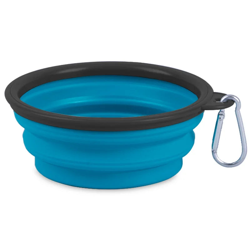Collapsible Silicone Dog Bowl with Carabiner – Portable Folding Pet Food & Water Dish for Travel, Hiking & Camping (350ml)
