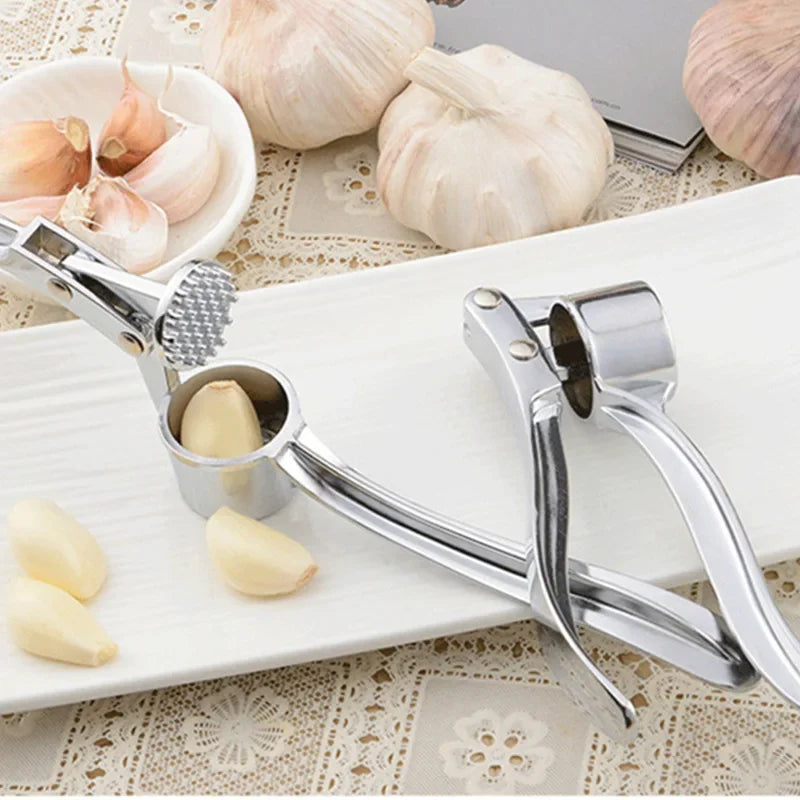 Stainless Steel Garlic Press – Manual Handheld Crusher, Mincer & Squeezer Tool for Easy Garlic Grinding