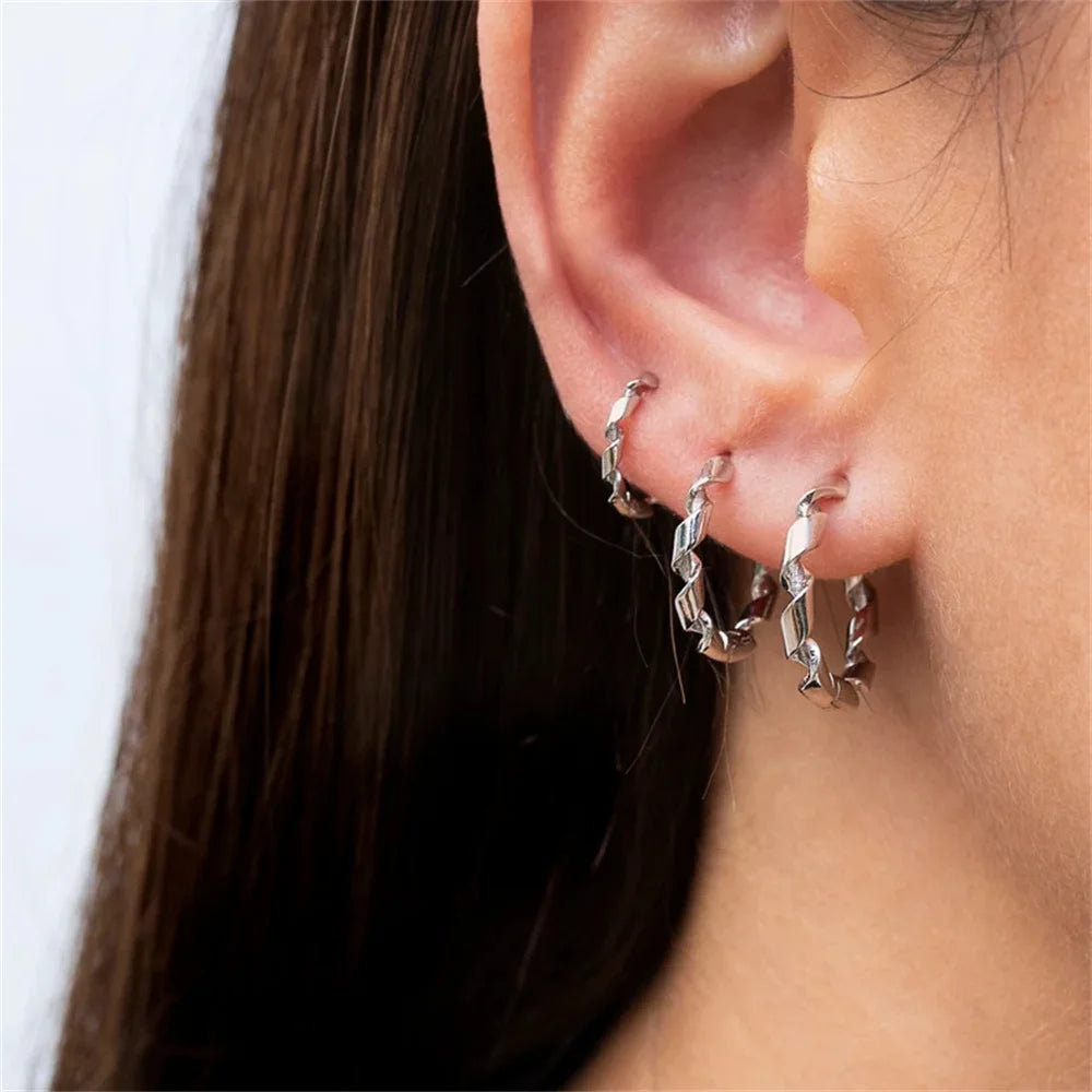925 Sterling Silver Twisted Gold Hoop Earrings for Women – Multiple Sizes Huggie Studs