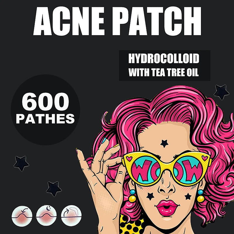 300/600/1200pcs Star-Shaped Acne Pimple Patches – Invisible Hydrocolloid Spot Stickers for All Skin Types