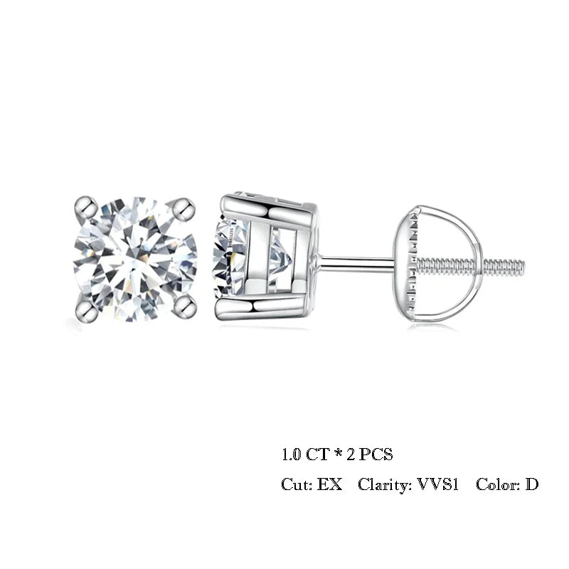 2 Carat Moissanite Heart Prong Stud Earrings – D Color VVS1 Stones on 925 Sterling Silver for Women