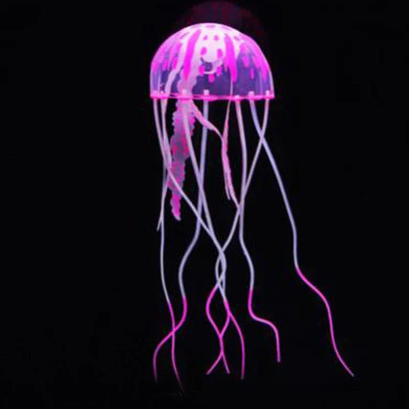 Artificial Glowing Jellyfish Aquarium Ornament – Soft Silicone Floating Decoration for Fish Tanks – Luminous Underwater Décor for Fresh or Salt Water