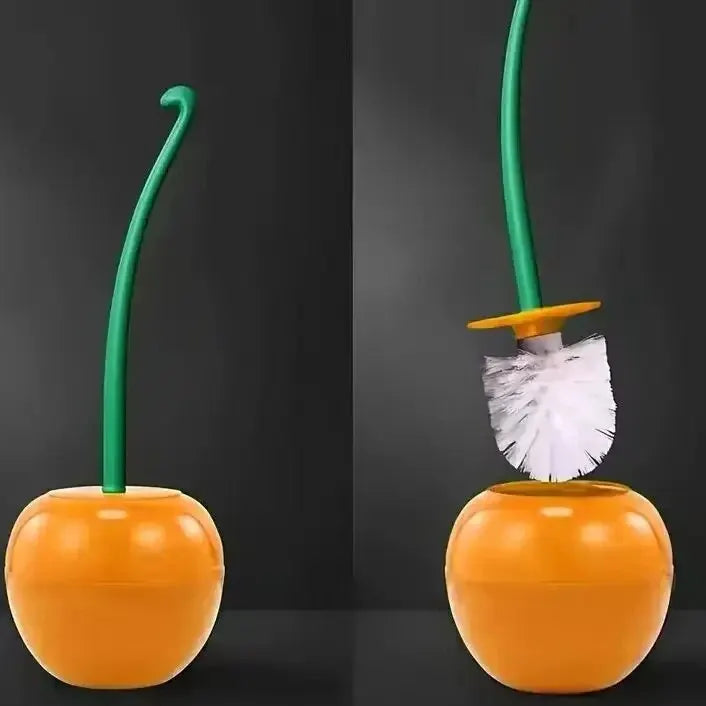 Cherry-Shaped Toilet Brush with Holder – Creative Red Bathroom Accessory with Thick Brush Head and Hanging Hook