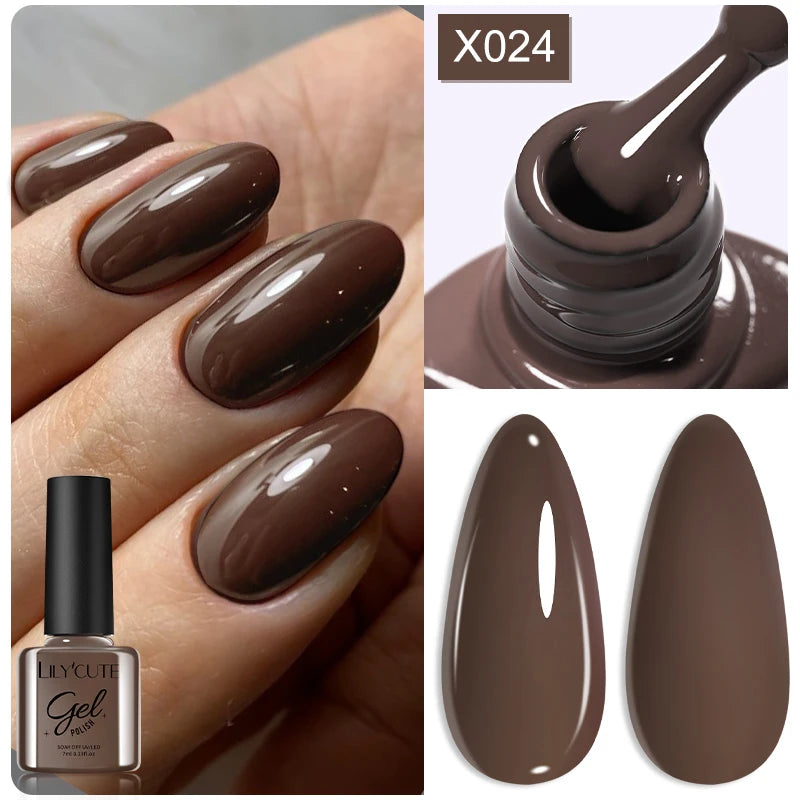 7ml Brown, Red & Purple Nail Gel Polish – Coffee Color Series Semi-Permanent Soak-Off UV Gel for Nail Art