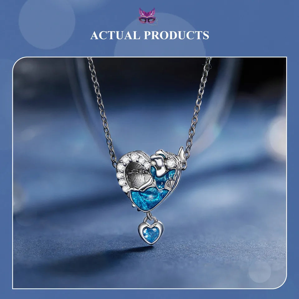 Sterling Silver Pumpkin Carriage & Dancing Shoes Charm Bead – Heart-Shaped Pendant for DIY Bracelets