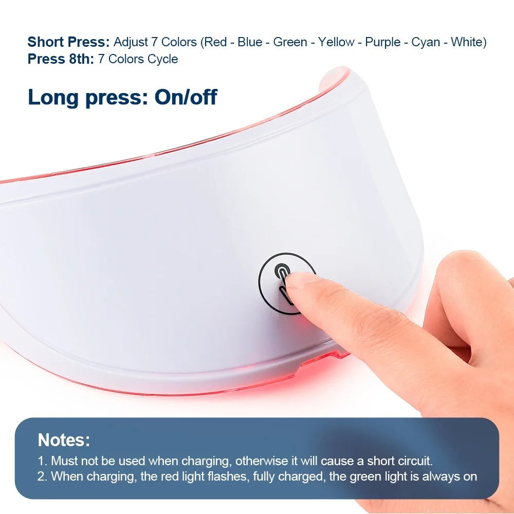 7-Color LED Facial and Neck Light Therapy Mask – Red Light Anti-Aging Device for Skin Tightening, Lifting, Rejuvenation, and Whitening
