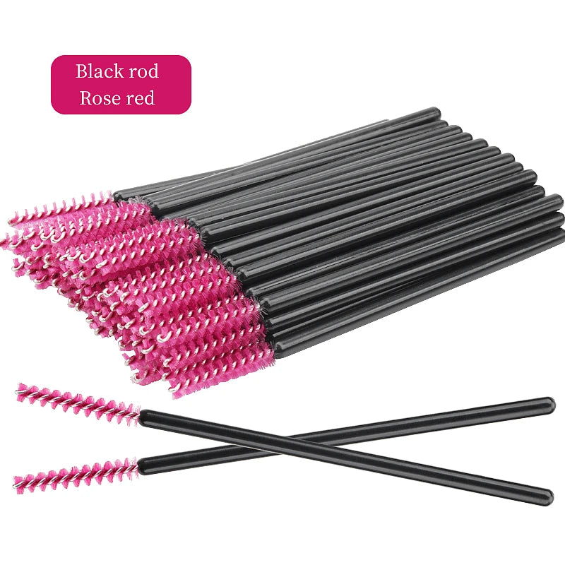 50-Piece Disposable Eyelash Mascara Brushes – Crystal Diamond Handle Spoolies for Lash Extension & Eyebrow Grooming