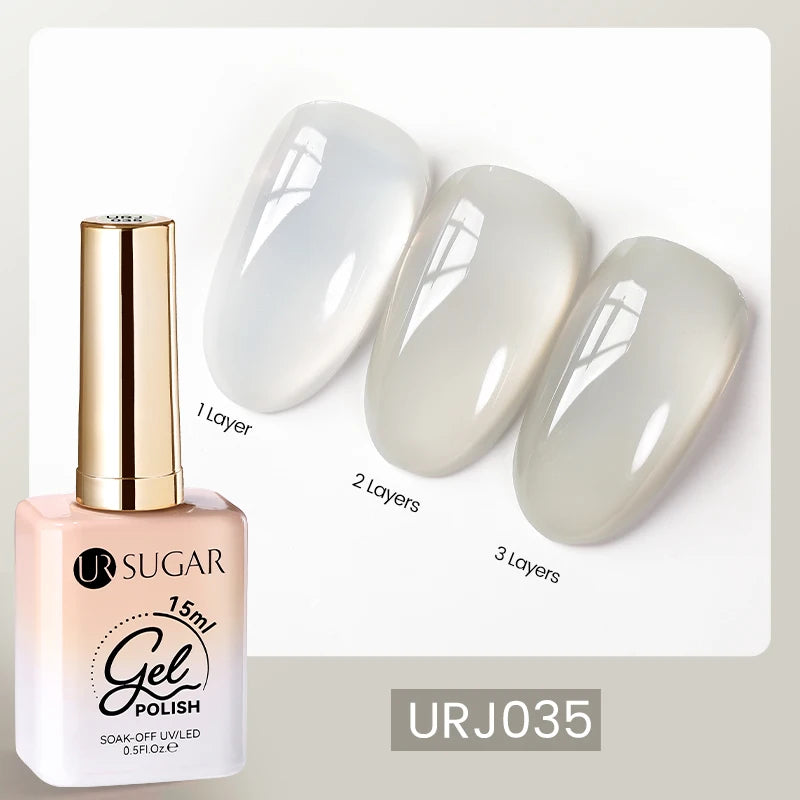 UR SUGAR 15ml Blood Red Jelly Gel Polish – Translucent Crystal Nude Gel for Fall & Winter UV/LED Manicure