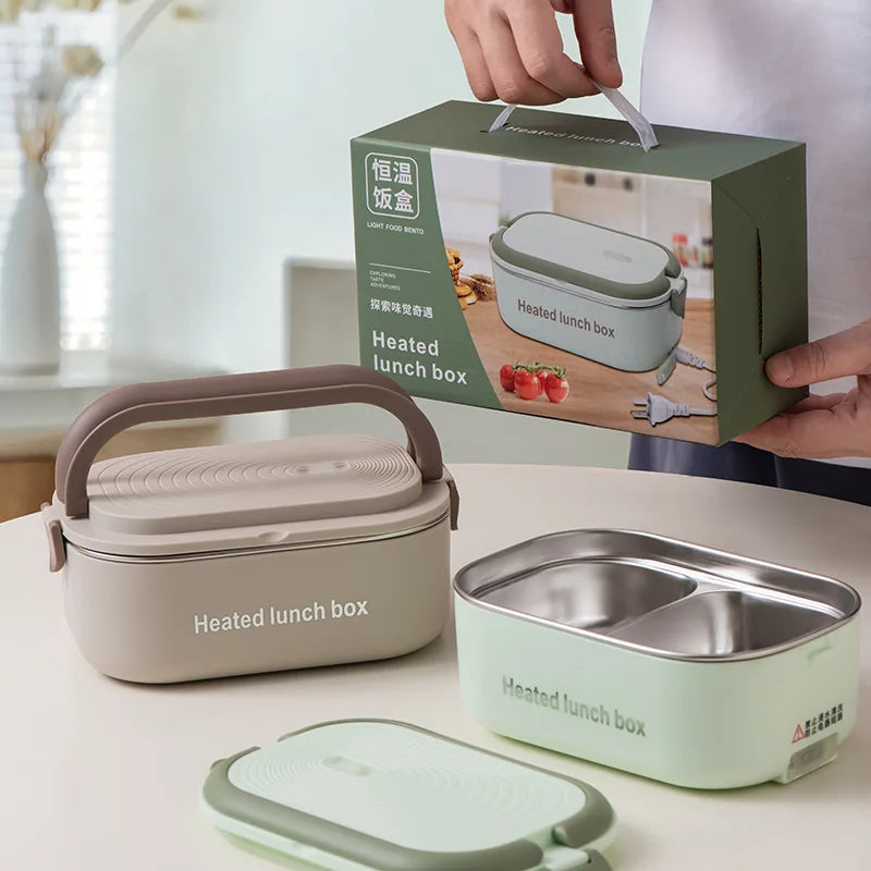 304 Stainless Steel Electric Lunch Box – Portable Water-Free Food Warmer with Constant Temperature Heating (220V)