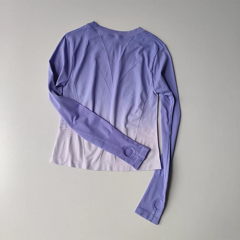 Slim Fit Quick-Dry Long Sleeve Yoga Shirt – Women's Seamless Fitness Top