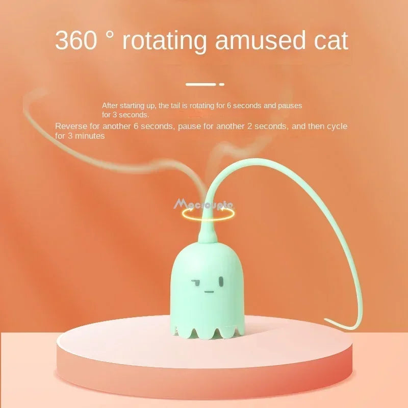 USB Rechargeable Interactive Cat Toy – Smart Rolling Ball with Rotating Tail for Automatic Play and Kitten Teasing