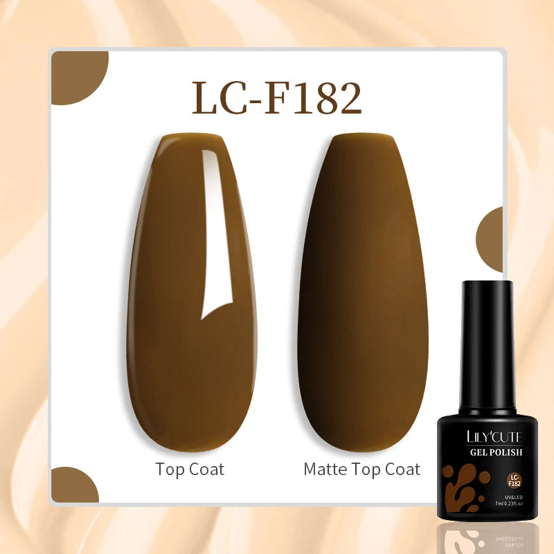 7ml Brown Earth Tone Gel Nail Polish – Coffee Color Series UV Soak-Off Varnish for Autumn & Winter