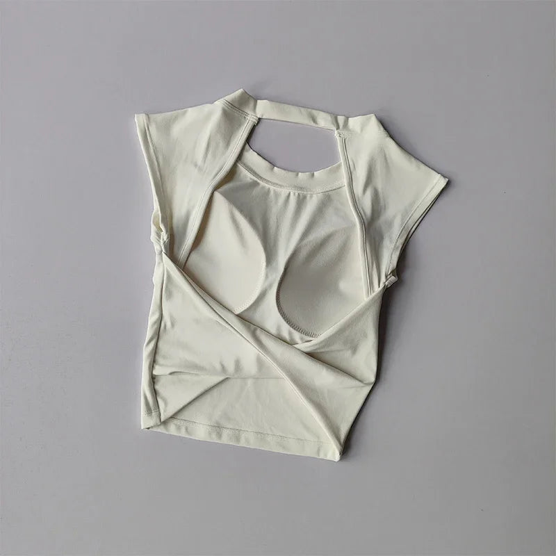 Backless Quick-Dry Yoga Vest – Slim Fit Sports Top with Chest Pads