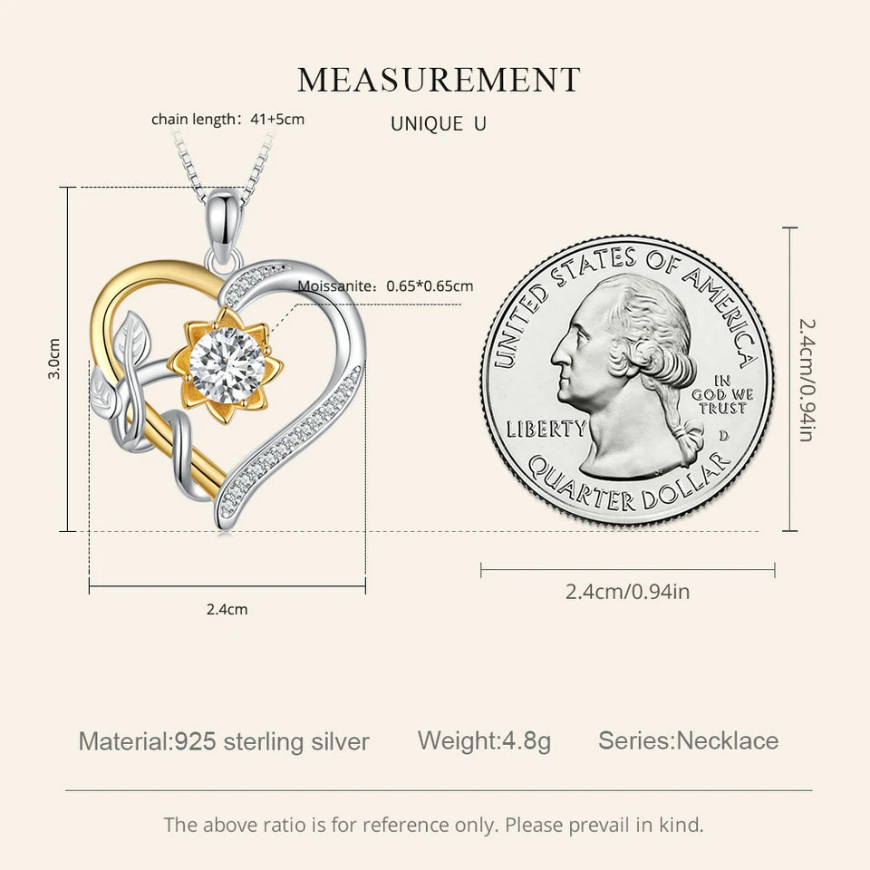 1 Carat Heart-Shaped Moissanite Pendant Necklace – D Color VVS1 Stone with 925 Sterling Silver Chain for Women