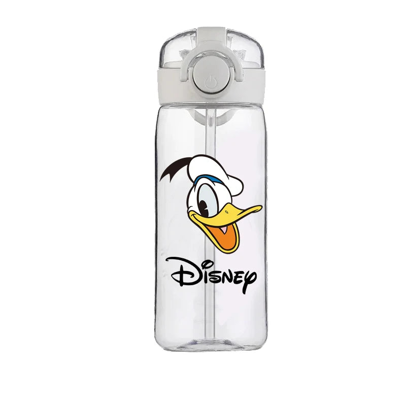400ml Cartoon Straw Water Cup for Kids – Drop-Resistant Portable Drinking Bottle with Lid and Handle, Donald Duck Design for School or Gifts