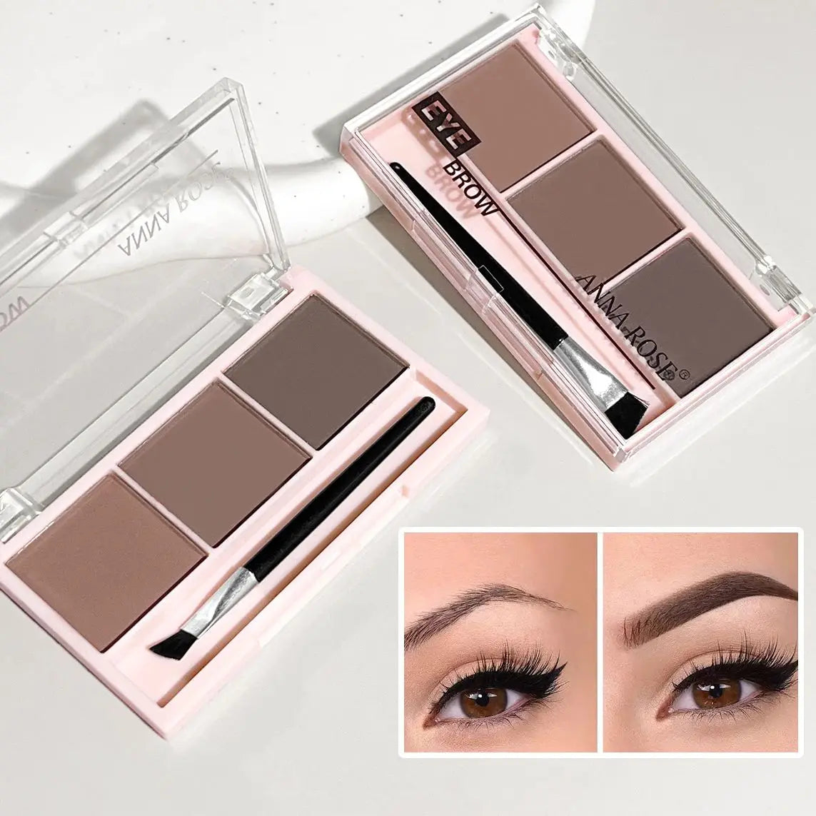 3-Color Brow Powder Set with Brush – Long-Lasting, Natural Definition for Fuller, Sculpted Brows