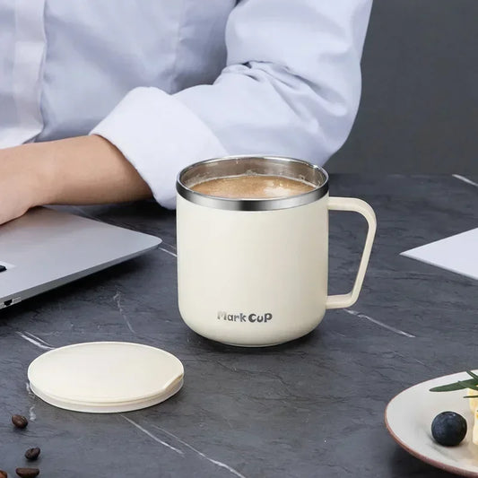 304 Stainless Steel Insulated Coffee Mug with Handle and Lid – 400ML Portable Thermos Cup