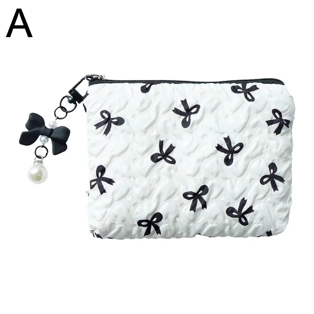 Color Bow Canvas Makeup Bag – Fashionable Clutch-Style Cosmetic Organizer with Large Capacity