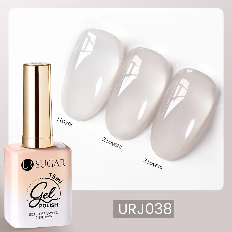 UR SUGAR 15ml Blood Red Jelly Gel Polish – Translucent Crystal Nude Gel for Fall & Winter UV/LED Manicure
