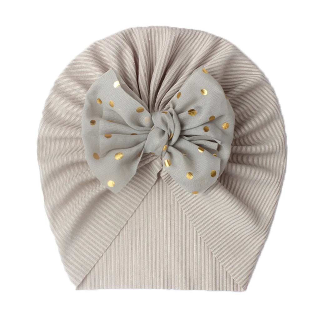 Soft Cotton Baby Turban Hat with Bow – Infant Girl Beanie for Newborn to 2 Years, Photography & Daily Wear