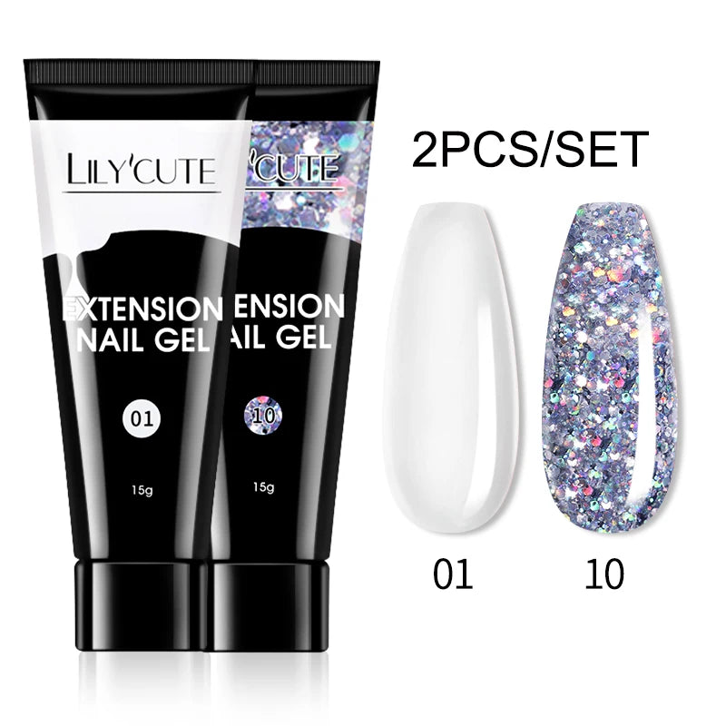 15ml Nail Extension Gel Kit – Soak Off UV Acrylic Gel in White, Clear & Pink for Home or Salon Nail Art