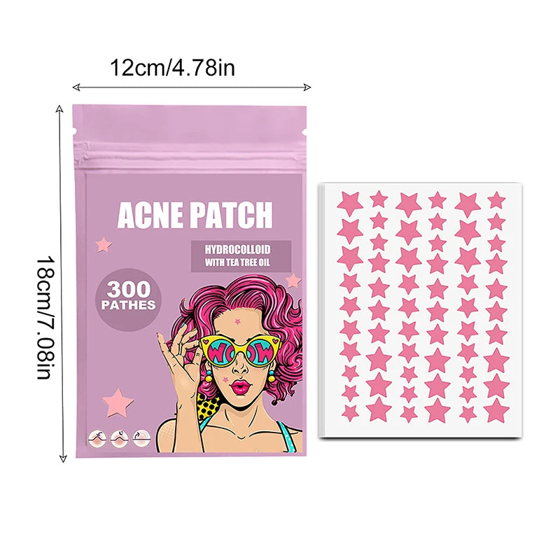 300/600/1200pcs Star-Shaped Acne Pimple Patches – Invisible Hydrocolloid Spot Stickers for All Skin Types