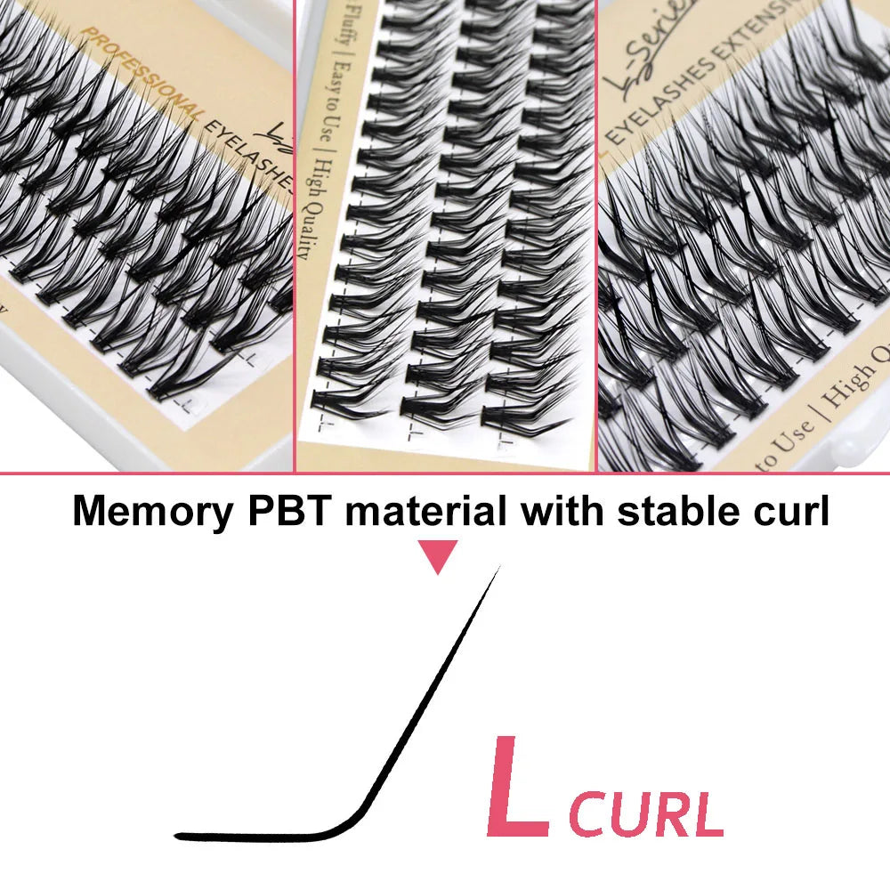 60pcs 30D Cluster Eyelash Extensions – C/D/L Curl Foxy Eyes Cat Look Natural Individual Lashes (8–16mm)