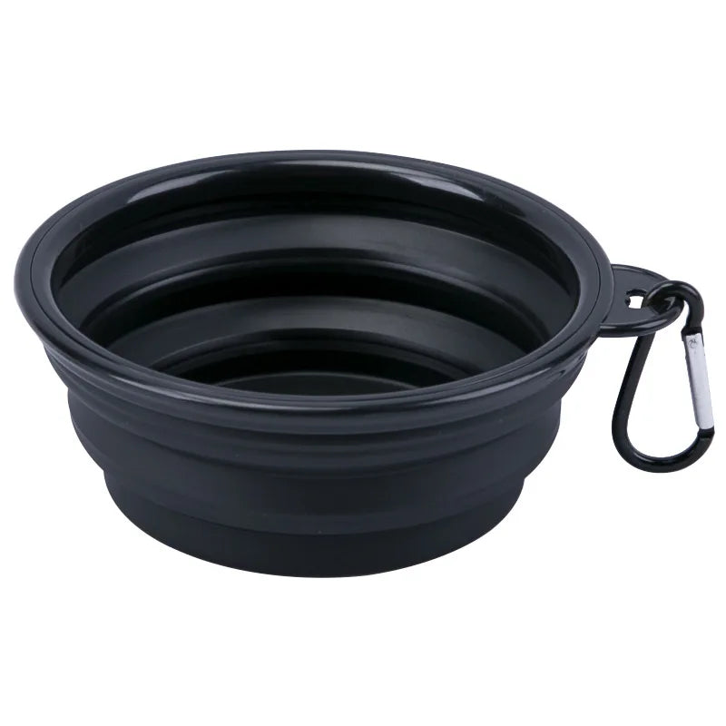 Collapsible Silicone Dog Bowl with Carabiner – Portable Folding Pet Food & Water Dish for Travel, Hiking & Camping (350ml)