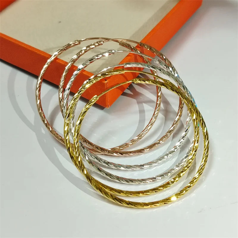18K Yellow Gold Plated Sterling Silver Hoop Earrings for Women
