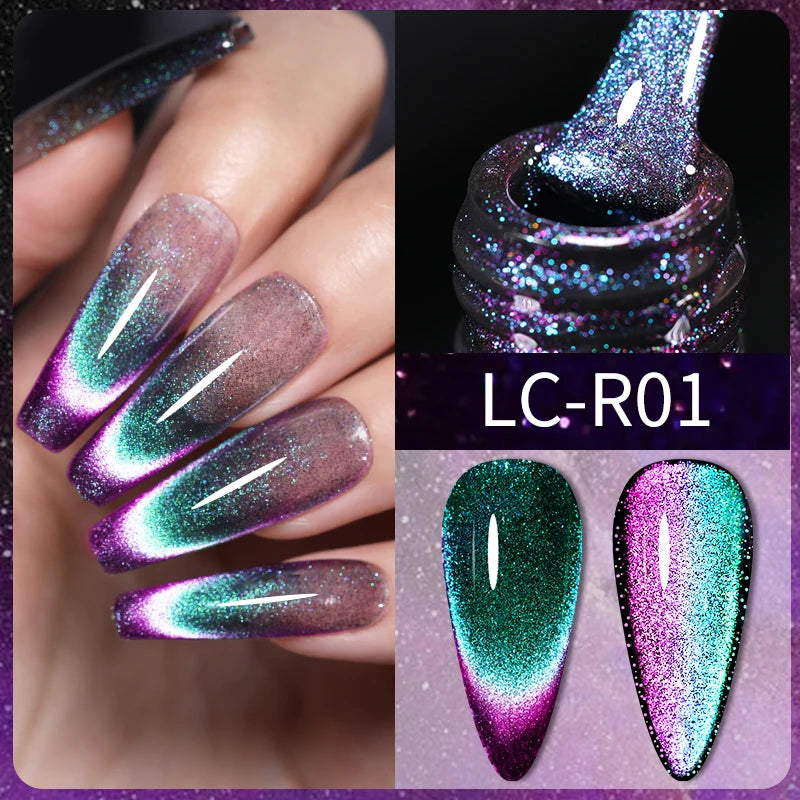 7ml Dynamic Reflective Cat Eye Magnetic Gel – Glitter Soak-Off Nail Polish with 3D Magnet Effect