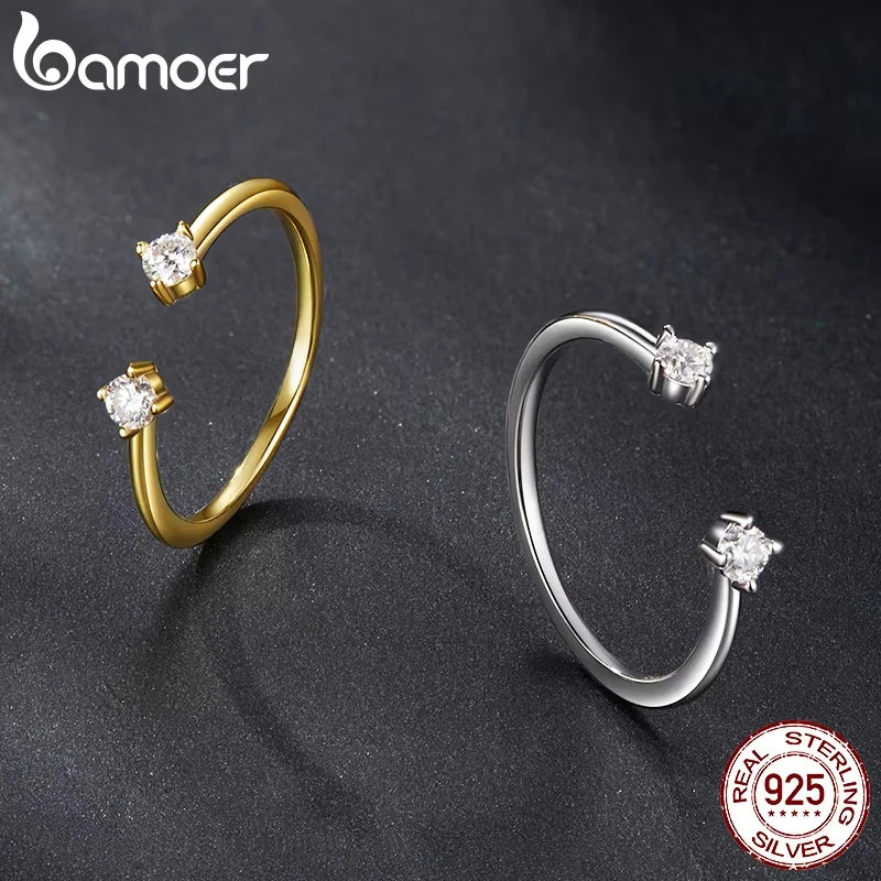Adjustable Moissanite Open Ring – 925 Sterling Silver White Gold Plated Engagement Band for Women