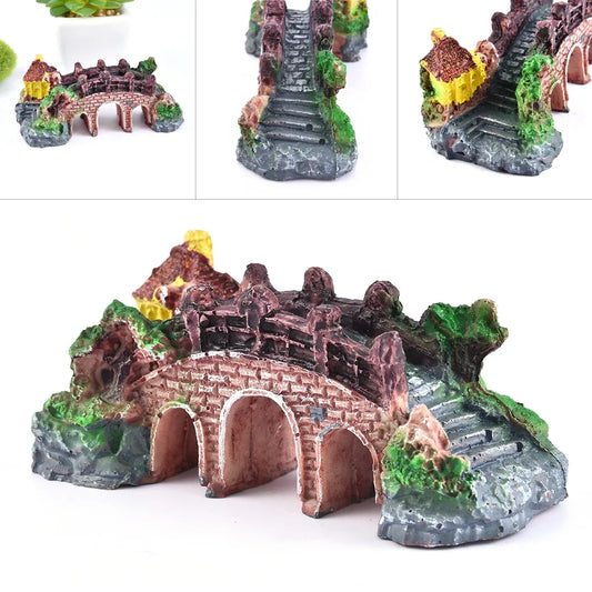 Artificial Resin Bridge Decoration for Aquariums – Rockery-Style Fish Tank Ornament for Landscaping and Aquatic Decor