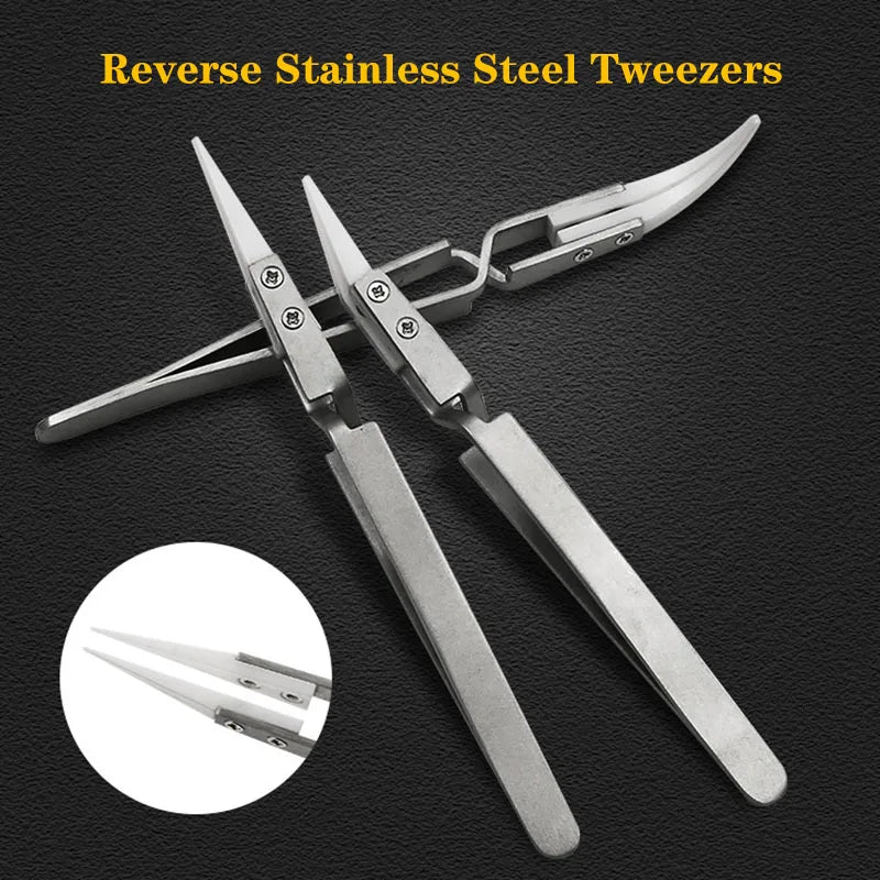 1/3pcs Ceramic Tip Stainless Steel Tweezers Set – Anti-Static Heat & Acid Resistant Soldering Tools