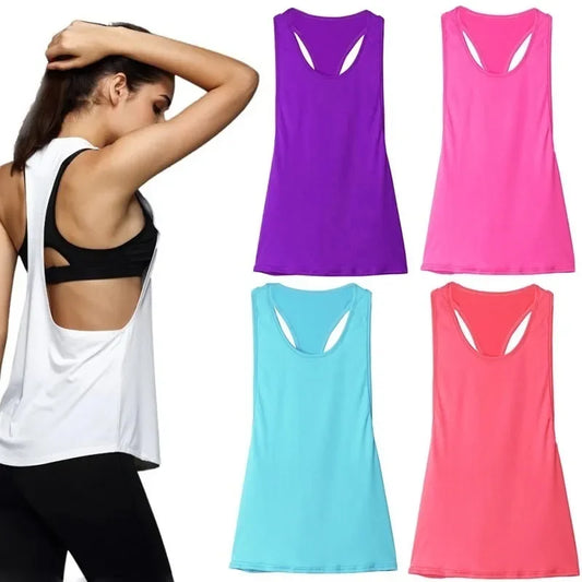 Women's Quick-Dry T-Back Tank Top – Slim Fit Sleeveless Workout Vest