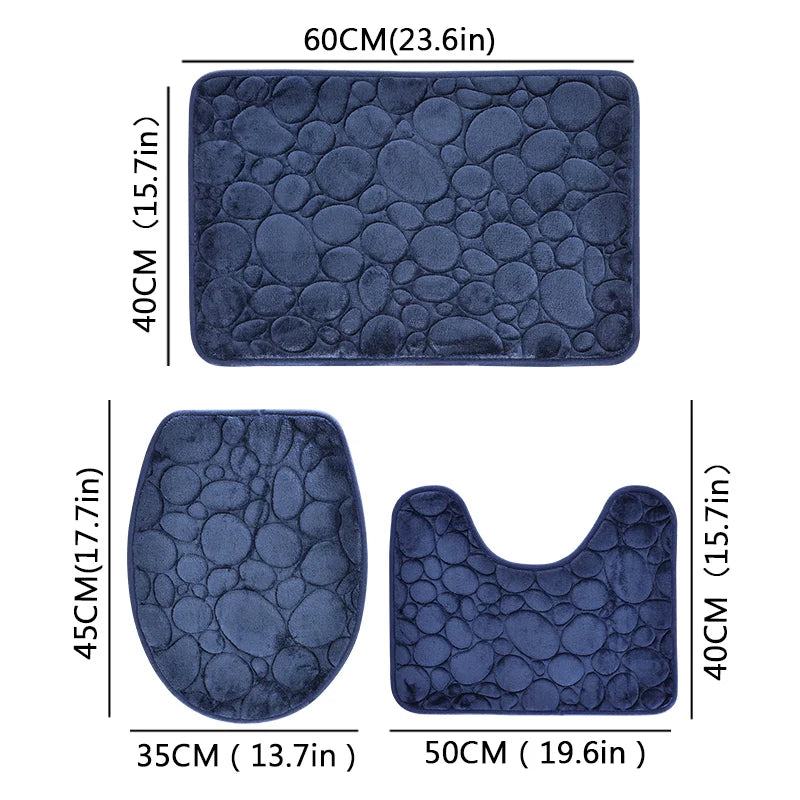 3-Piece Bathroom Mat Set – Soft Microfiber, Non-Slip Water-Absorbing Floor Rugs with Modern Striped Pattern