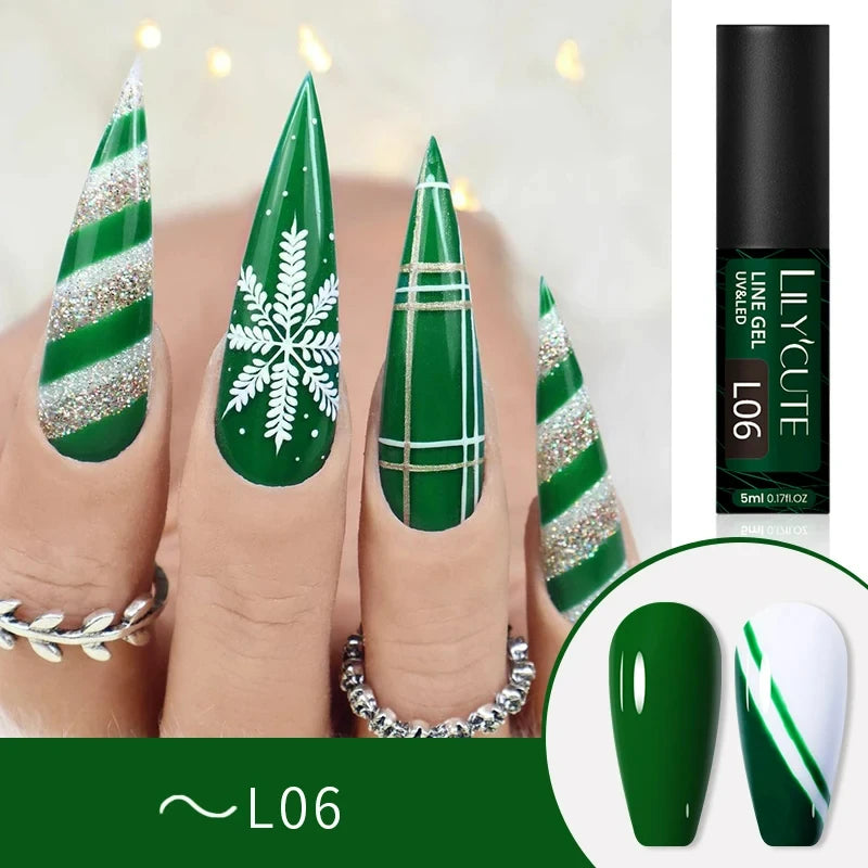 5ml Metallic Gold & Silver Liner Gel – Super Bright Mirror Nail Art Drawing Gel for French Tips & Design