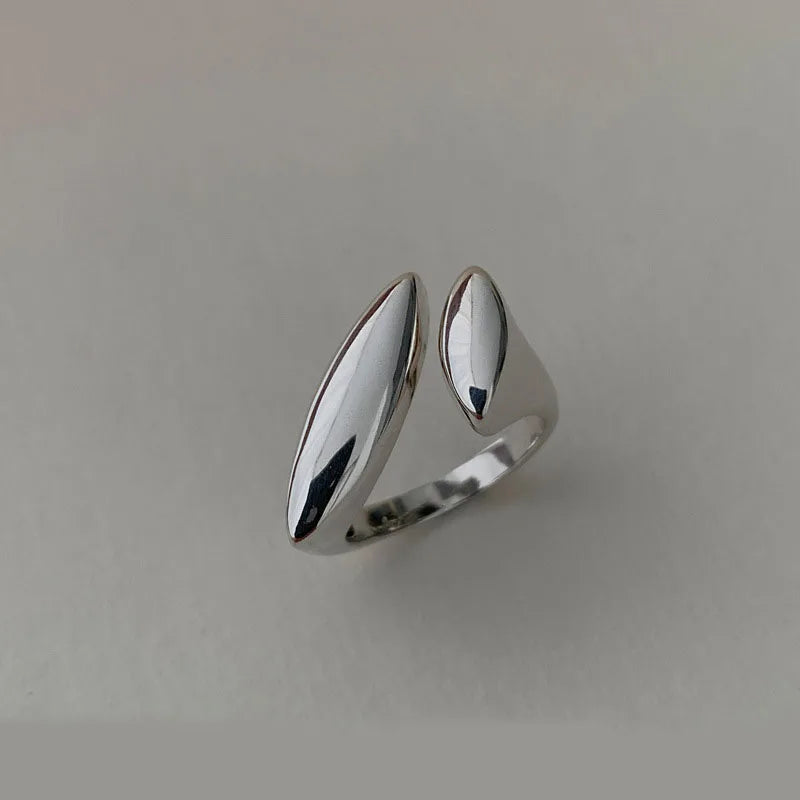 925 Sterling Silver Open Band Ring for Women – Handmade Flat Vintage Style with Zircon Accent