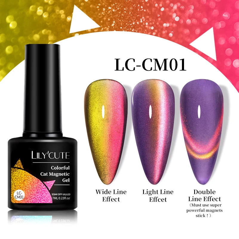 7ml Dynamic Reflective Cat Eye Magnetic Gel – Glitter Soak-Off Nail Polish with 3D Magnet Effect